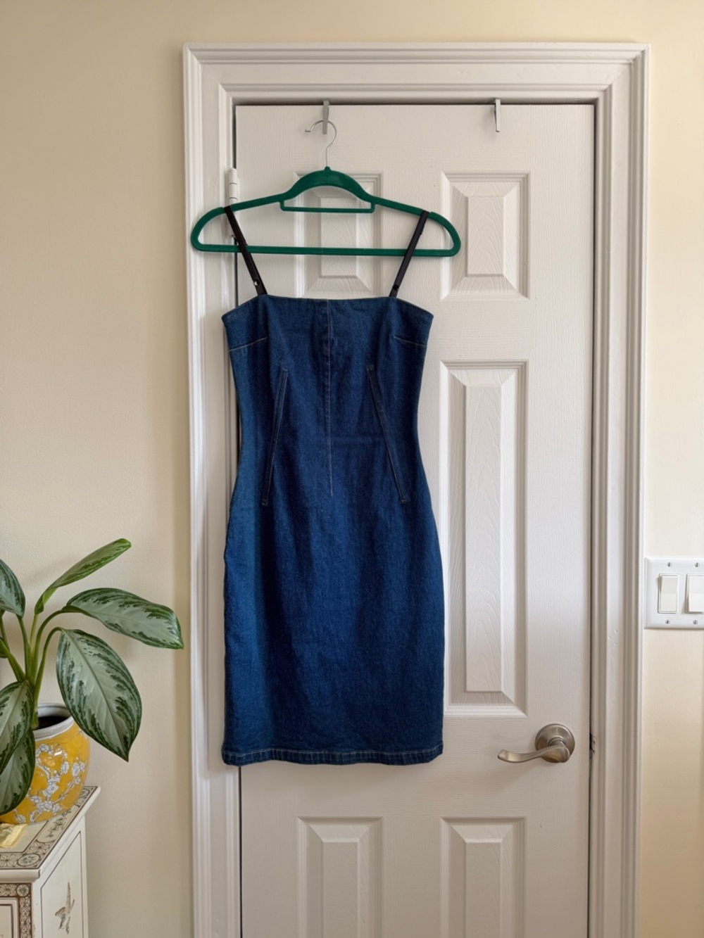 Vintage y2k Moda International Denim Pleated Bodycon midi dress, XS